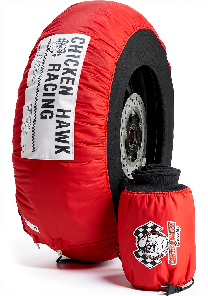 Installing Chicken Hawk Dual‑Temp Motorcycle Tire Warmers on a wooden workbench