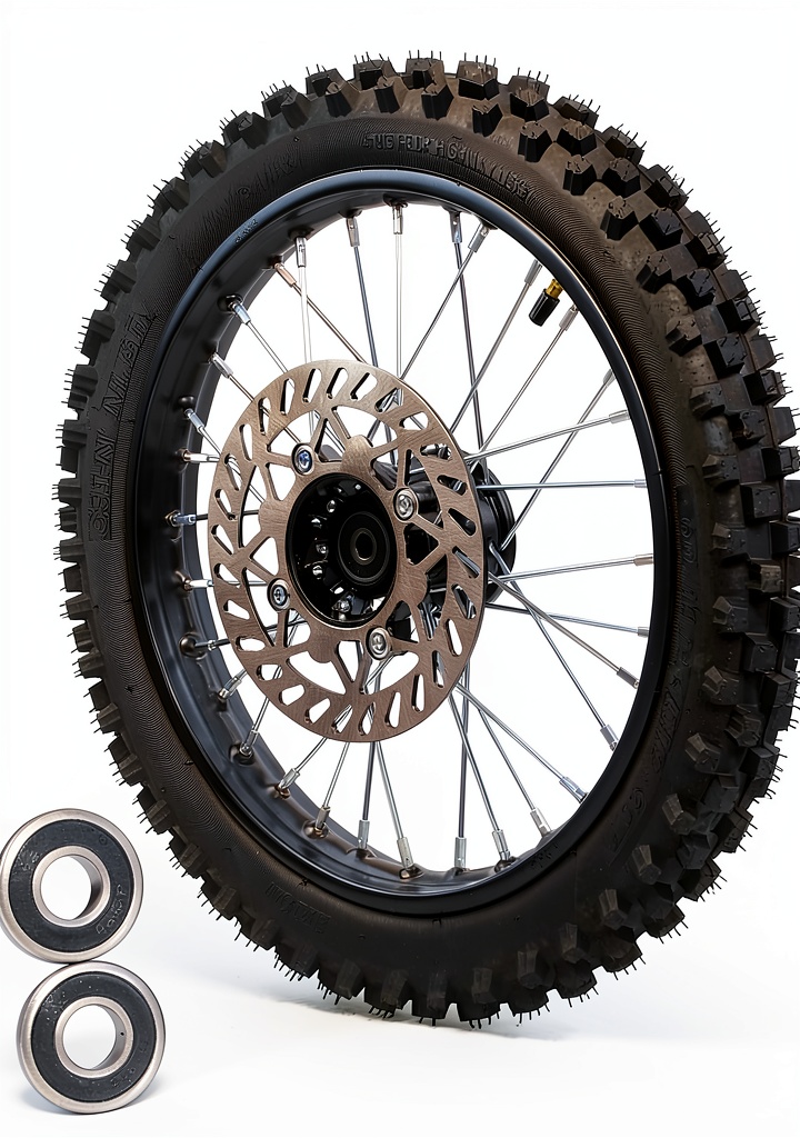 YLQYYH 14 inch dirt bike wheel rim installed on a motocross bike