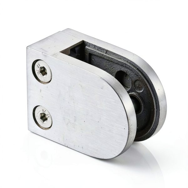 Glass Clamp - 4PCS Glass Bracket for 1/3 "-1/2" Tempered Glass, Stainless Steel 304 Flat Back Round Glass Clip Polished for BalustradeStaircaseHandrail, Glass Holder Metal Casting-1
