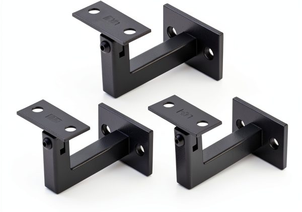 3 x 304 Stainless Adjustable Handrail Brackets 3TO Mount Black 3 Pack-0