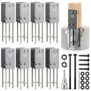 4x4 Heavy Duty U Shaped Fence Post Bracket Dark Gray 8‑Pack Aecxm-0