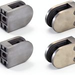 Glass Clamp - 4PCS Glass Bracket for 1/3 "-1/2" Tempered Glass, Stainless Steel 304 Flat Back Round Glass Clip Polished for BalustradeStaircaseHandrail, Glass Holder Metal Casting-0