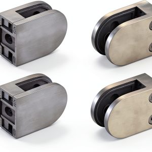 Glass Clamp - 4PCS Glass Bracket for 1/3 "-1/2" Tempered Glass, Stainless Steel 304 Flat Back Round Glass Clip Polished for BalustradeStaircaseHandrail, Glass Holder Metal Casting-0