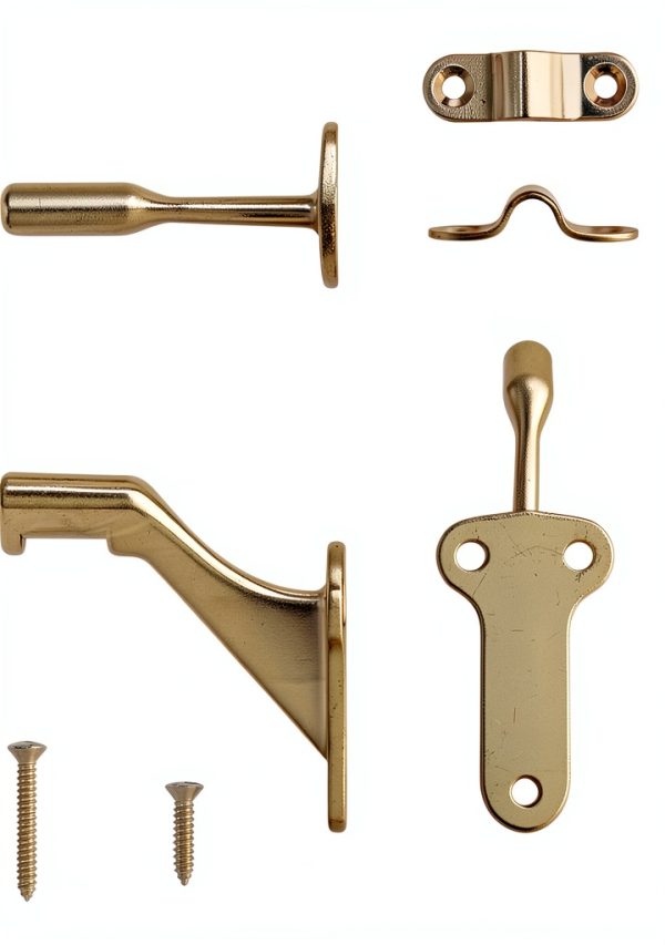 Handrail Stair Brackets HOME MASTER HARDWARE 3" Bright Brass 3‑Pack-4