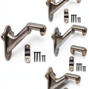 QCAA HandRail Brackets, 3", Zinc Die Cast, Brushed Nickel, 4 Pack, Made in Taiwan-0