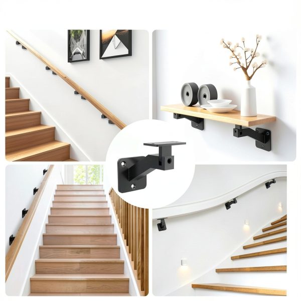 Adjustable Handrail Brackets 4 Pack Gyykzz T304 Stainless Black Swivel-1