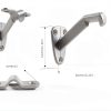 QCAA Heavy Duty Handrail Stair Brackets, Zinc Die Cast, Brushed Satin Nickel, 3 Pack, Made in Taiwan-1