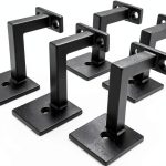 Square Handrail Brackets for Staircase Stair Railing Brackets with Screws (Pack of 5) (Textured Black)-0