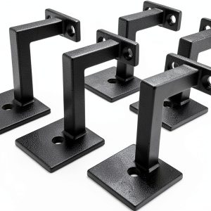 Square Handrail Brackets for Staircase Stair Railing Brackets with Screws (Pack of 5) (Textured Black)-0