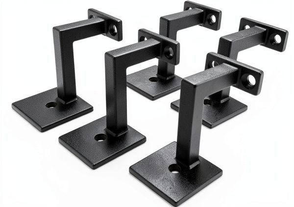 Square Handrail Brackets for Staircase Stair Railing Brackets with Screws (Pack of 5) (Textured Black)-0