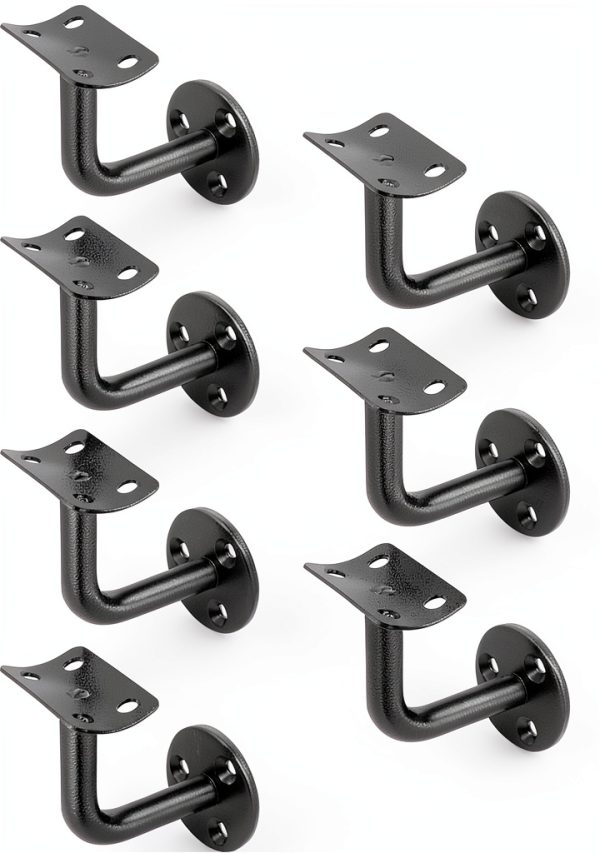 Black wall mount handrail bracket 10 Pack OTTFF Carbon Steel-2