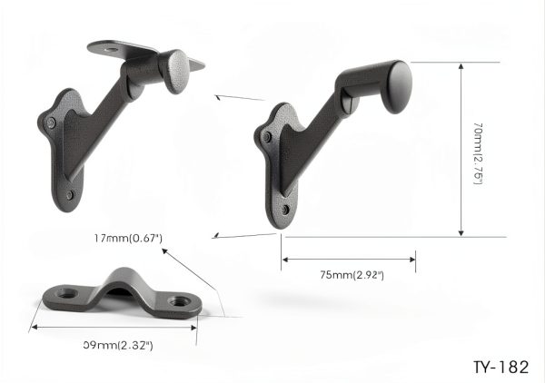 QCAA HandRail Brackets, 3", Zinc Die Cast, Brushed Nickel, 4 Pack, Made in Taiwan-1