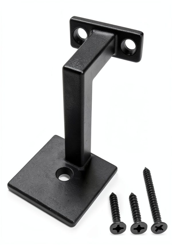 Square Handrail Brackets for Staircase Stair Railing Brackets with Screws (Pack of 5) (Textured Black)-1