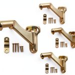 QCAA Heavy Duty Handrail Bracket, 3", Stair Railing Bracket for Home and Office, Zinc Die Cast, Bright Brass, 4 Pack, Made in Taiwan-0