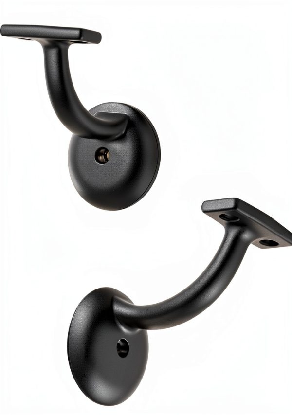 khtumeware 6 Pack Matte Black Hand Rail Bracket Heavy Duty Hardware for Stairways, Home or Office Stair Support Handrail Brackets-4