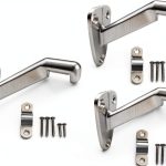 QCAA Heavy Duty Handrail Stair Brackets, Zinc Die Cast, Brushed Satin Nickel, 3 Pack, Made in Taiwan-0